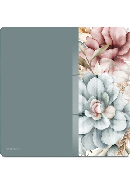 Cam Kesme Tahtası ve Sunumluk Kare Vintage Gri Çiçek 30X30 cm fiyatları