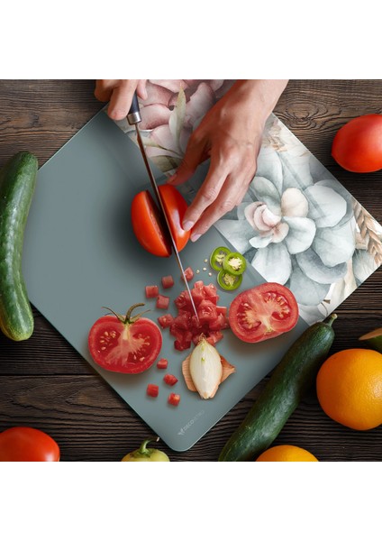 Cam Kesme Tahtası ve Sunumluk Kare Vintage Gri Çiçek 30X30 cm fırsatları