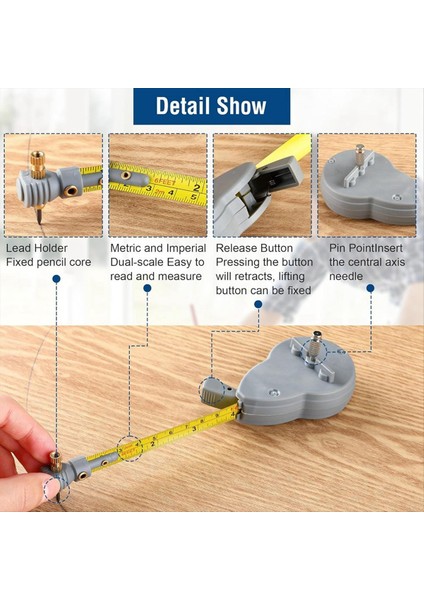 10 Kalem Kurşunlu Rotape Bant Ölçütü Pusula Daire Çizmek Için Kiriş Pusulasını ve Bandamiklerle Çizgileri Ölçmek Için Ölçün (Yurt Dışından) indirimleri