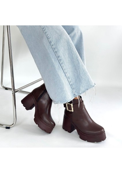 Pinma Kahverengi Cilt Topuklu Bot modelleri