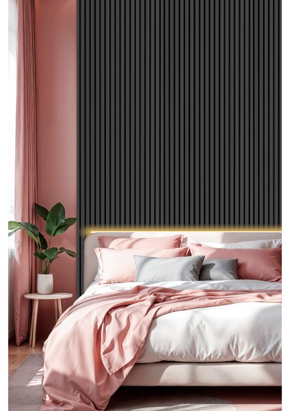 Mdf Ahşap Akustik Duvar Paneli 60X275 cm -Antrasit fiyatları