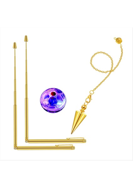 4 Adet Dowsing Çubuklar Bakır Set Kalem Şekleli Altın Ruh Çubukları Su Divine Çubukları LED Işık Kedi Topu (Yurt Dışından)
