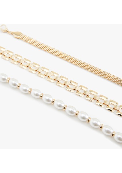 Inci Boncuk Detaylı Zincir Bileklik Seti modelleri