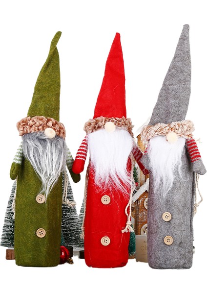 Üçlü Yüzü Olmayan Yaşlı Adam Noel Şapkası Dekoratif Şarap Kılıfı (Yurt Dışından)