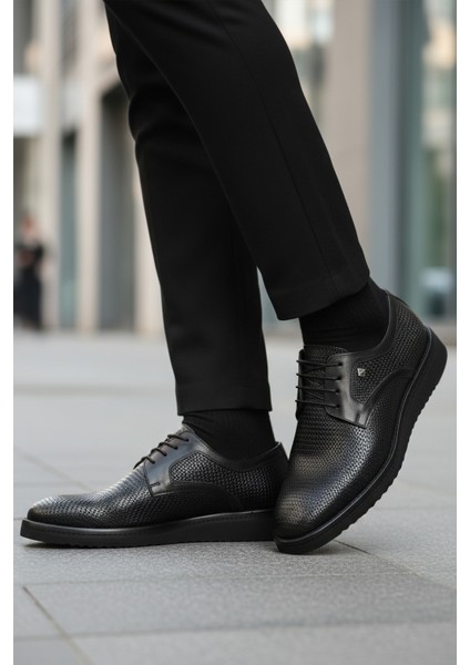 Siyah Hakiki Deri Bağcıklı Erkek Klasik Ayakkabı modelleri