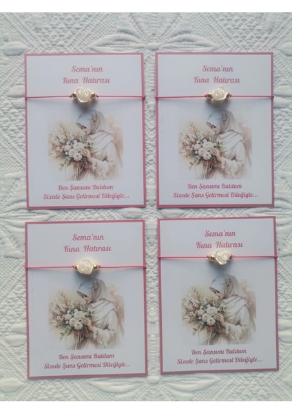 24 Adet Kişiye Özel Gül Inci Model Düğün Nikah Nişan Söz Kına Hatırası Dağıtmalık Hediyelik Bileklik fırsatları