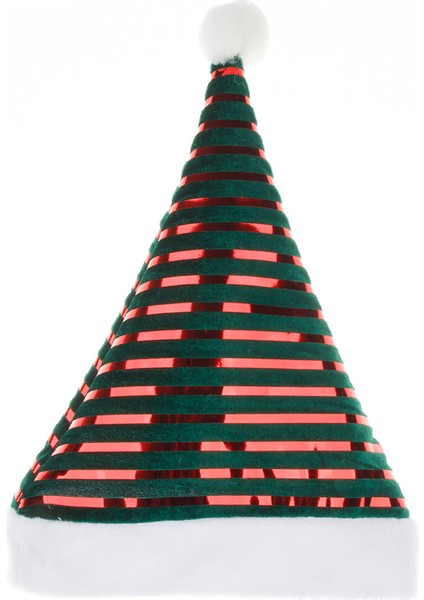 Noel Için Kadife Peluş Çizgili Noel Şapkası (Yurt Dışından)