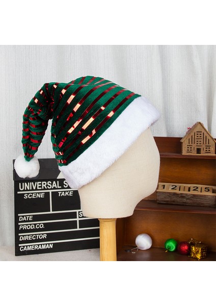 Noel Için Kadife Peluş Çizgili Noel Şapkası (Yurt Dışından) modelleri