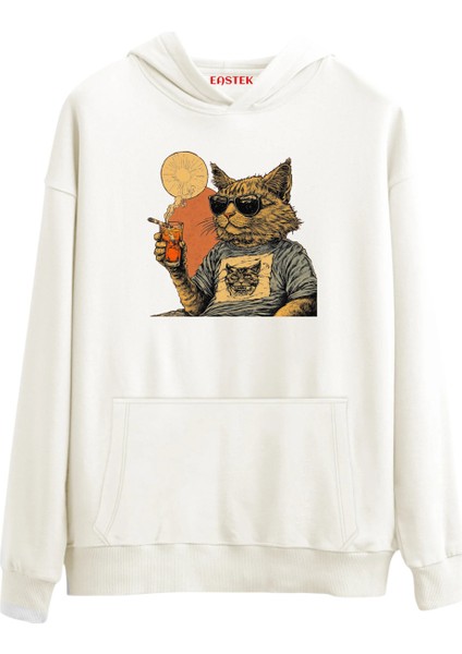 Live Like A Cat Premium Tasarım 3 Iplik Şardonlu Kapüşonlu Unisex, Kadın, Erkek Hoodie Sweatshirt