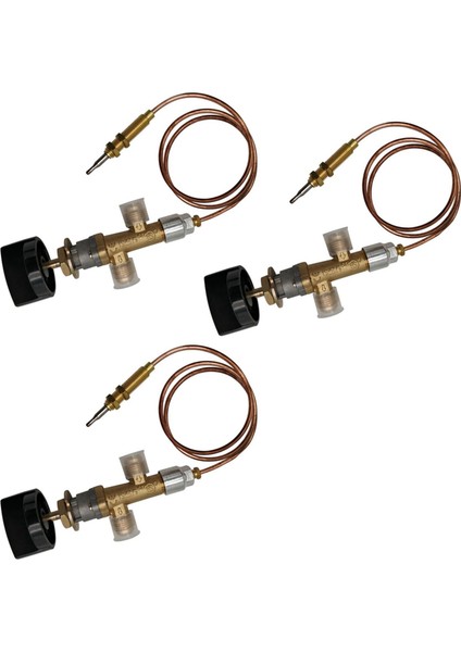 3x Propan Lpg Gaz Ateş Çukuru Kontrol Güvenlik Vanası Alev Alevi Cihaz Gaz Isıtıcı Vanası Termokupl ve Düğmeli (Yurt Dışından)