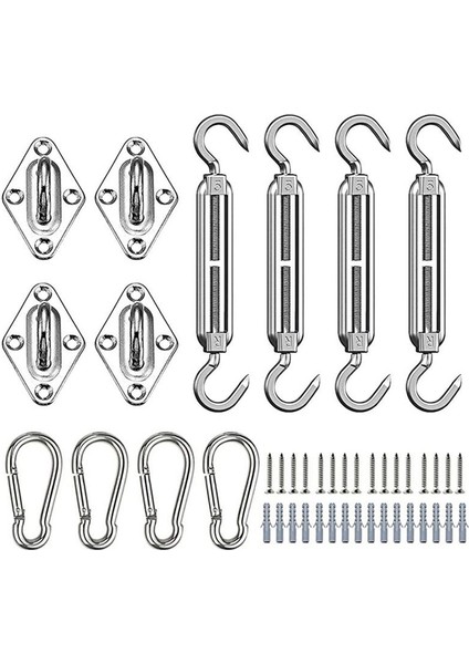 Gölge Yelken Sabitleme Kiti Tente Ekleme Ekleme Seti Üçlü Kısaltılmış Çelik Gölge Yelken Sabitleme Donanım Kapısı Toka Seti (Yurt Dışından)