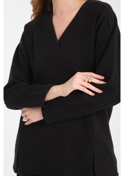 V Yaka Selanik Kumaş Kadın Sweatshirt fiyatları