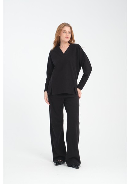 V Yaka Selanik Kumaş Kadın Sweatshirt fırsatları