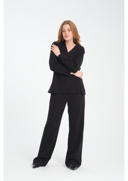 V Yaka Selanik Kumaş Kadın Sweatshirt