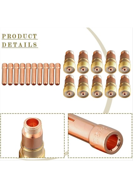 20PC Tig Inatçı Gaz Lens Gövde Vücudu Için 17GL18 1/8in Chuck 10N25S Bakır Sarf Malzemeleri Kiti Wp 17 18 26 (Yurt Dışından) fırsatları