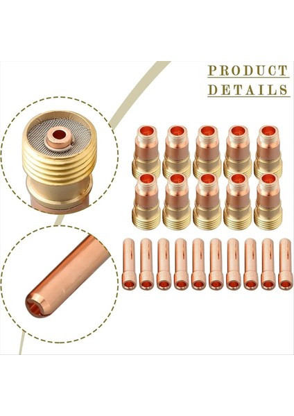 20PC Tig Inatçı Gaz Lens Gövde Vücudu Için 17GL18 1/8in Chuck 10N25S Bakır Sarf Malzemeleri Kiti Wp 17 18 26 (Yurt Dışından) indirimleri