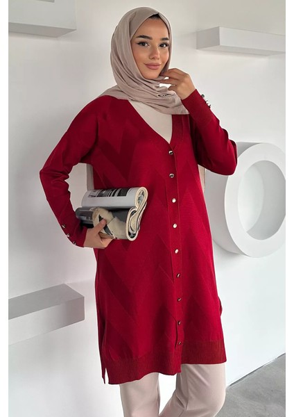 Ön Düğmeli Desenli Tesettür Triko Hırka (M-L-Xl Uyumludur) P-00018881 fiyatları