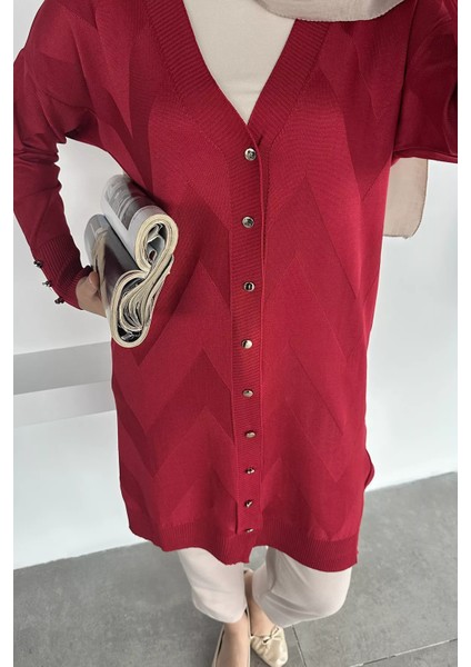 Ön Düğmeli Desenli Tesettür Triko Hırka (M-L-Xl Uyumludur) P-00018881 modelleri