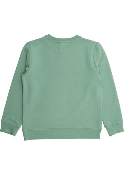 Yumuşacık Bambu Kumaş Şardonlu Yeşil Kışlık Unisex Çocuk Sweatshirt fırsatları