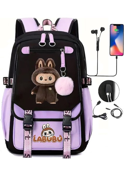 Karikatür Baskılı Öğrenci Erkek ve Kadın Gündelik Bez Çantası (Yurt Dışından)