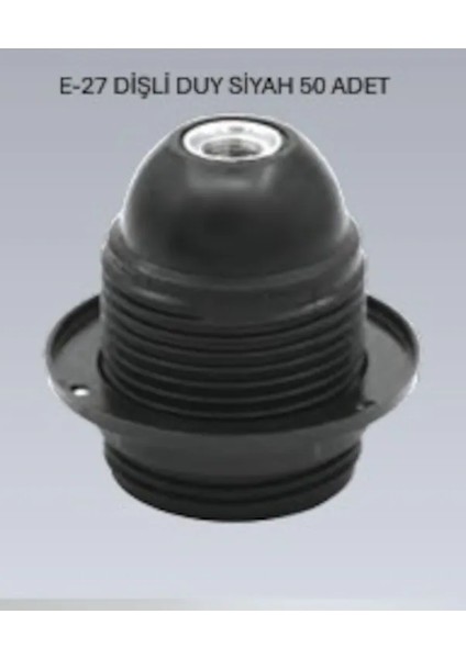 E-27 Tam Dişli Italyan Duy Siyah 50 Adet