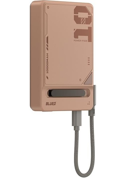 Pd 20W Mf Magsafe Uyumlu Type-C Çift Çıkışlı 10000 Mah Standlı Kablosuz Powerbank Şarj Aleti Pembe