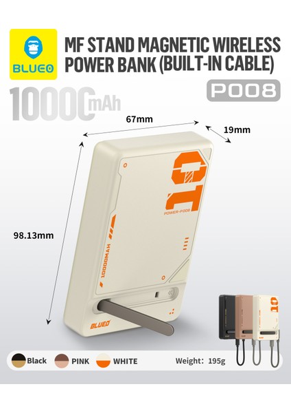 Pd 20W Mf Magsafe Uyumlu Type-C Çift Çıkışlı 10000 Mah Standlı Kablosuz Powerbank Şarj Aleti Pembe fiyatları