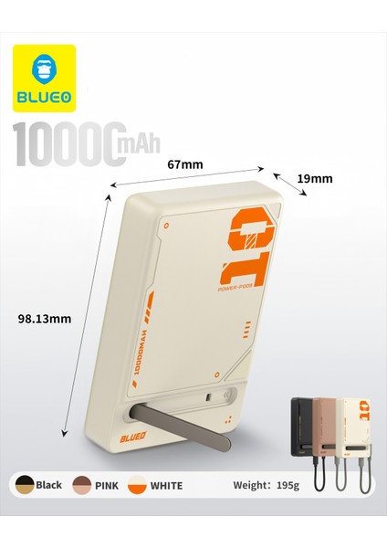 Pd 20W Mf Magsafe Uyumlu Type-C Çift Çıkışlı 10000 Mah Standlı Kablosuz Powerbank Şarj Aleti Pembe modelleri