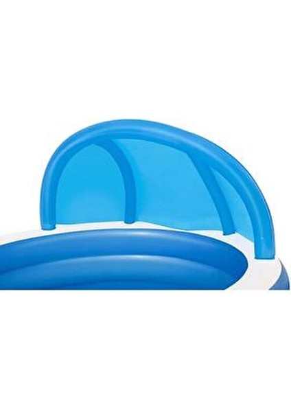 Güneşlikli Şişme Havuz 2.41x2.41x1.40 m Mavi Renkli UV Koruma Özellikli