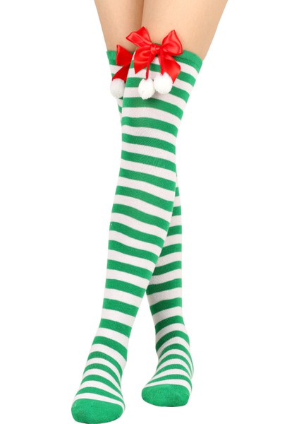 Noel Çizgili Çorap Noel Süsleri Pamuklu Çorap (Yurt Dışından)