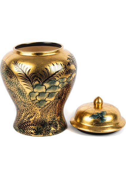 Borneo Gold Küp Kapaklı Vazo 23X33 cm fiyatları