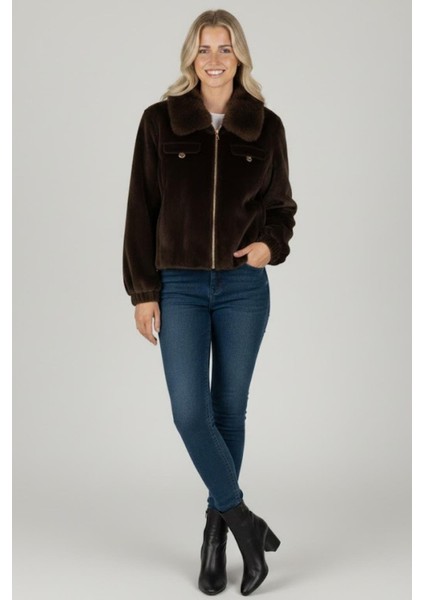 Kürk Detaylı Fox Ceket M4798 Kahve