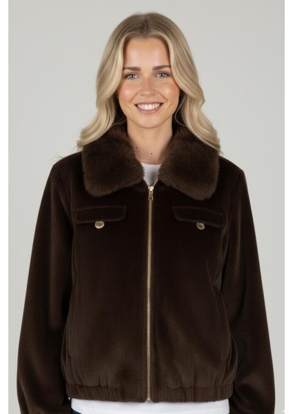 Kürk Detaylı Fox Ceket M4798 Kahve modelleri