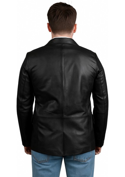 Armada Hakiki Deri Punto Dikişli Erkek Siyah Blazer Ceket & Yelek modelleri