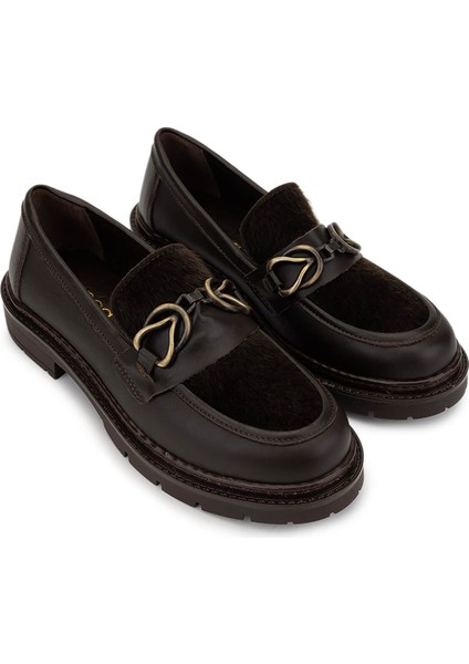 Kadın Deri & Tekstil Kahverengi Loafer Ayakkabı 817 9876 Bn Ayk SK25-26 Khv Dr/tay Prlk Dr fiyatları