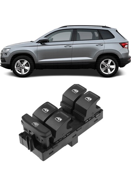 Skoda Karoq 2018-2022 Uyumlu Ön Sol Kapı Dörtlü Cam Açma Düğmesi 5G0959857