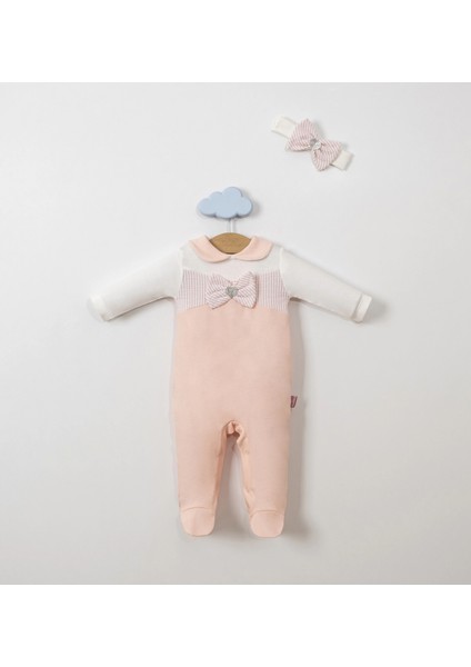 Sim Kalpli Bandanalı Fiyonklu Bebe Kız Tulum