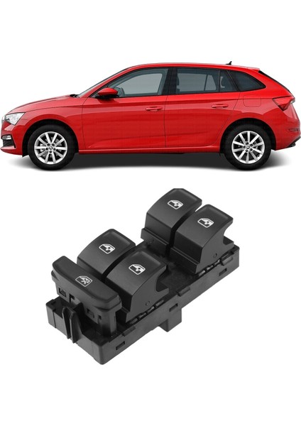 Skoda Scala 2019-2023 Uyumlu Ön Sol Kapı Dörtlü Cam Açma Düğmesi 5G0959857