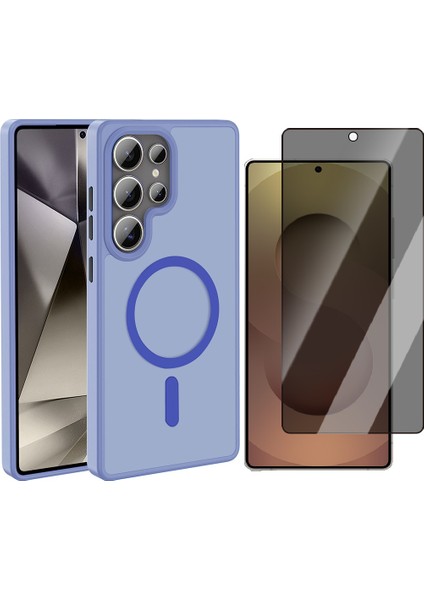 Galaxy S25 Ultra Kılıf M-safe Şarj Özellikli Mat Arka Yüzey Vendas Sio Kapak + Hayalet Cam Ekran Koruyucu