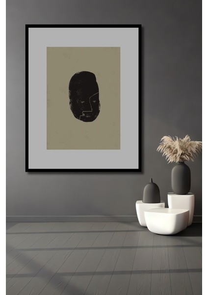 Dekoratif Ahşap Dikdörtgen Tablo Soyut Silüet Çerçeve Görünümlü