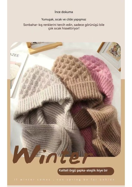 Yeni Şapka Eşarp Entegre Şapka Artı Kadife Kalınlaştırılmış Kadın Sıcak Sonbahar ve Kış Örme Şapka Kulak Koruması Boyun Koruması Soğuk, Rüzgar ve Kar Koruması (Yurt Dışından) fiyatları