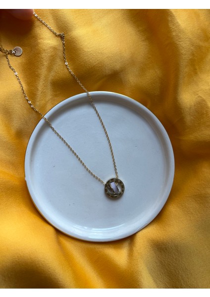 316L Çelik Gold Renk Roma Rakamlı Yuvarlak Kolye - Kadın Zarif Şık Takı Gold Renk Kolye Çelik Kolye Kadın Kolye