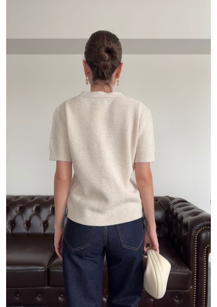 Deniz Yıldızı Düğmeli Premium Hırka- Vizon