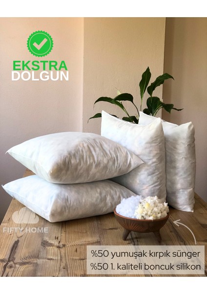 4 Adet Kırlent Iç Yastık - 8 Farklı Ebat - Dolgusu 50% Boncuk Silikon/50% Kırpık Sünger modelleri