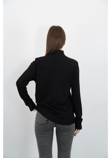 Yarım Balıkçı Yaka Triko-Siyah