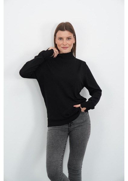 Yarım Balıkçı Yaka Triko-Siyah