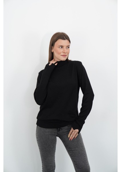 Yarım Balıkçı Yaka Triko-Siyah
