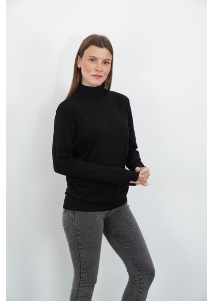 Yarım Balıkçı Yaka Triko-Siyah