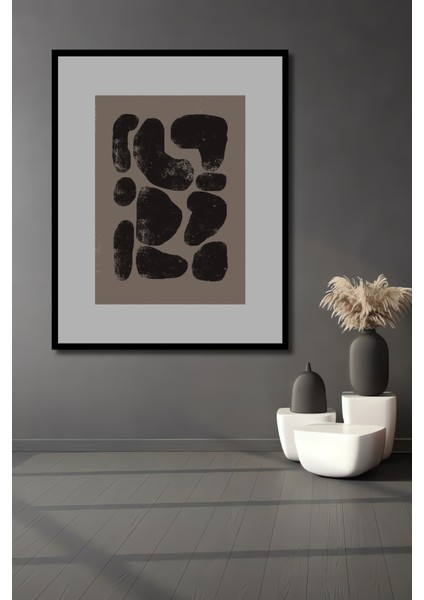 Dekoratif Ahşap Dikdörtgen Tablo Soyut Desenler Çerçeve Görünümlü