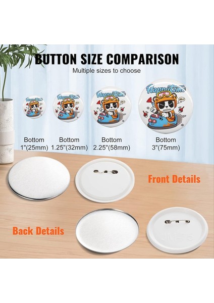 200 Set 3 Inç 75MM Pin Geri Düğme Parçaları Düğme Makine Dıy Yuvarlak Düğme Rozeti Parçaları (Yurt Dışından) fırsatları